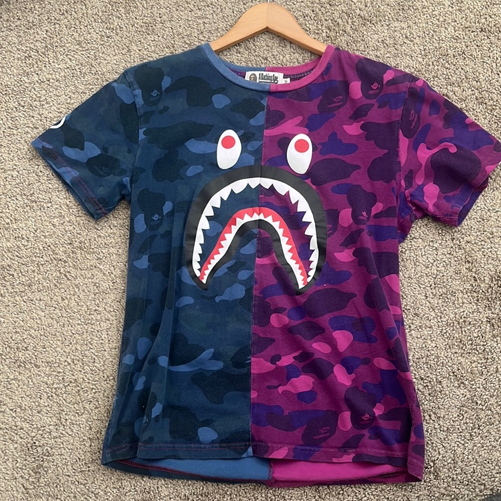 Blue and purple bape T shirt for sale . size M